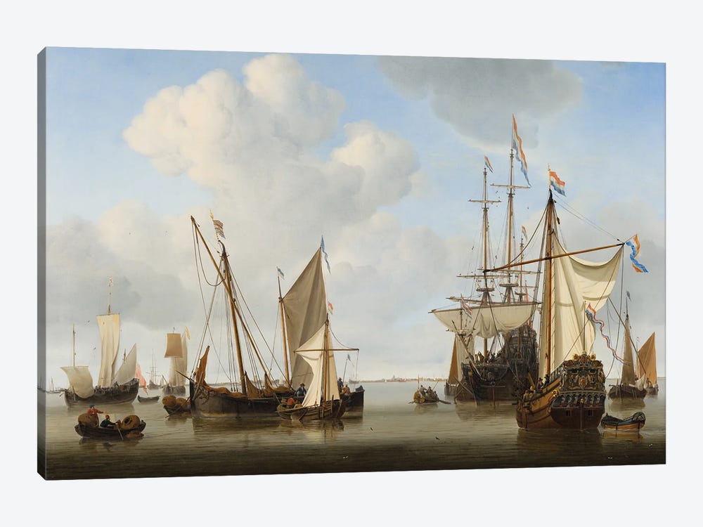 Ships In The Roads, 1658 by Willem van de Velde the Younger 1-piece Canvas Wall Art