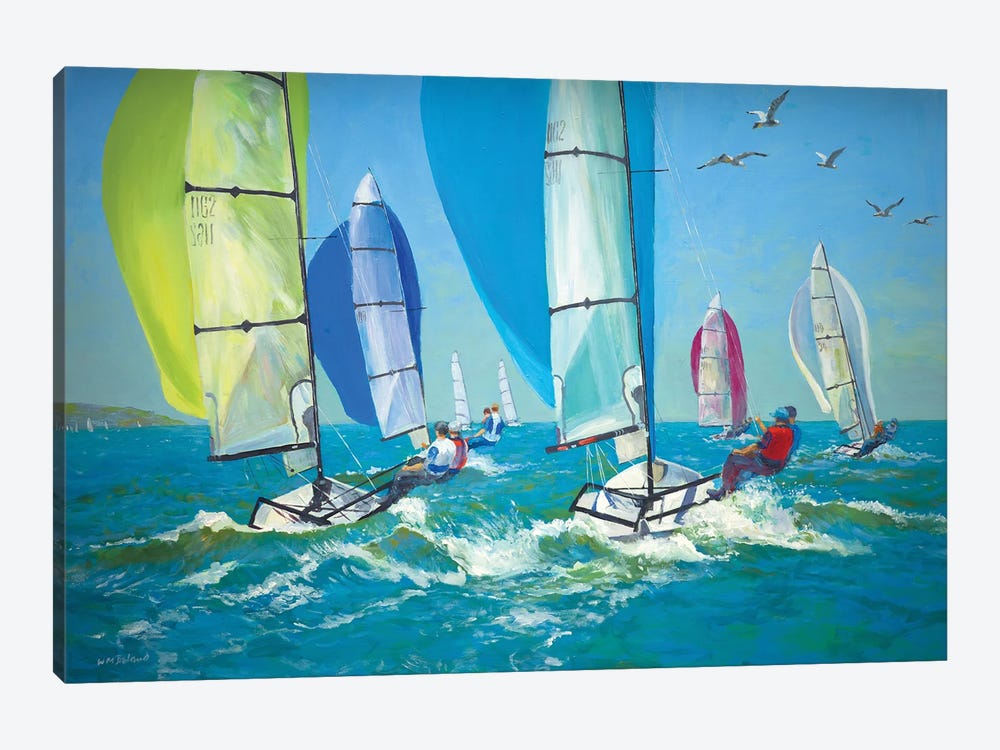 Boats With Spinnakers Out by William Ireland 1-piece Canvas Artwork