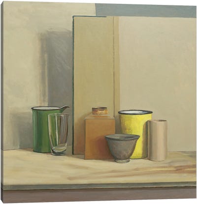 Yellow And Green Canvas Art Print - Pottery Still Life