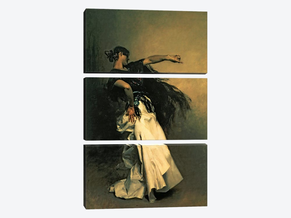 The Spanish Dancer by Auguste Toulmouche 3-piece Canvas Print
