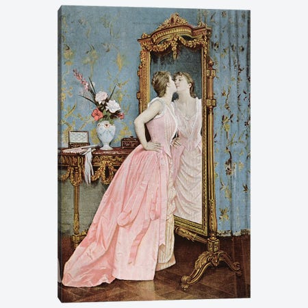 In The Mirror Canvas Print #BMN13452} by Auguste Toulmouche Canvas Artwork