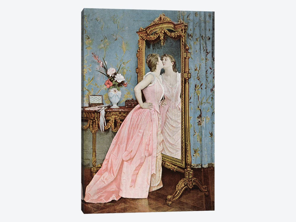 In The Mirror by Auguste Toulmouche 1-piece Canvas Wall Art