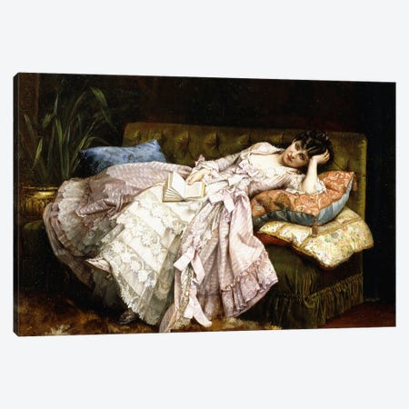 A Reclining Beauty Canvas Print #BMN13453} by Auguste Toulmouche Canvas Wall Art
