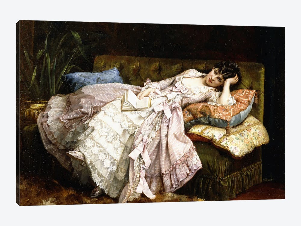 A Reclining Beauty by Auguste Toulmouche 1-piece Canvas Art Print