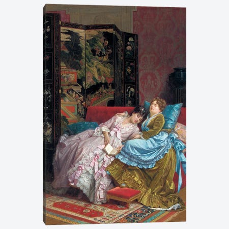 An Afternoon Idyll Canvas Print #BMN13456} by Auguste Toulmouche Canvas Art Print