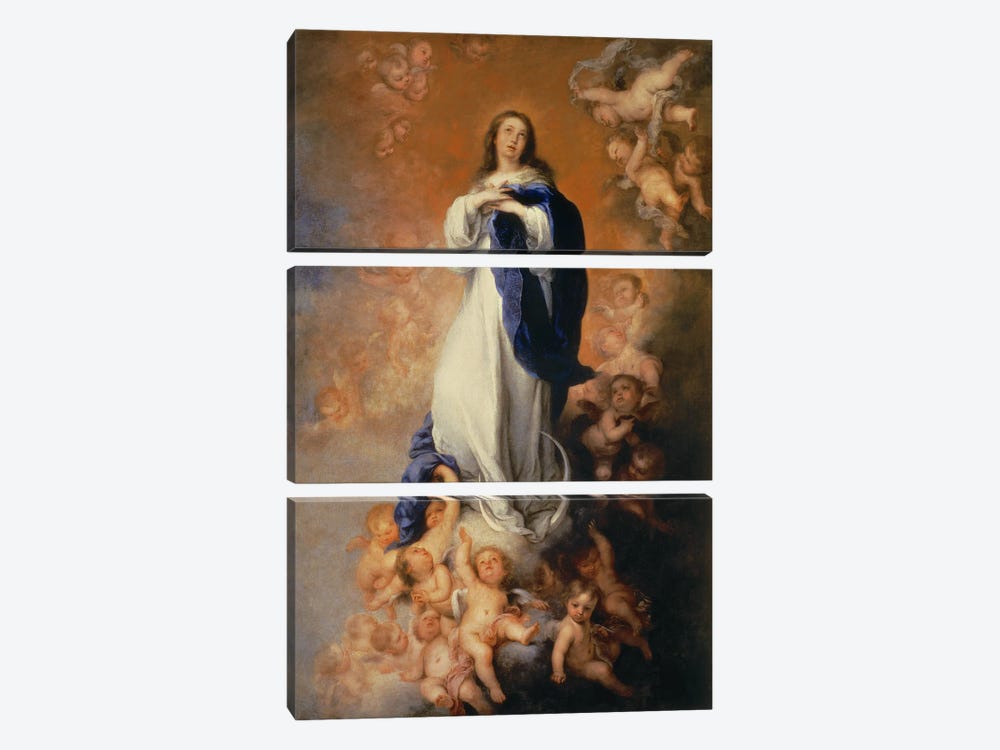 The Immaculate Conception of Los Venerables by Bartolome Esteban Murillo 3-piece Canvas Art