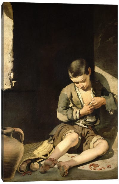 The Young Beggar Canvas Art Print - Child Portrait Art