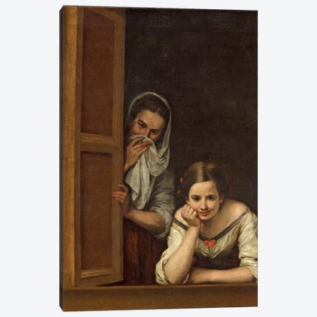 Women from Galicia at the Window Canvas Print #BMN13461} by Bartolome Esteban Murillo Art Print