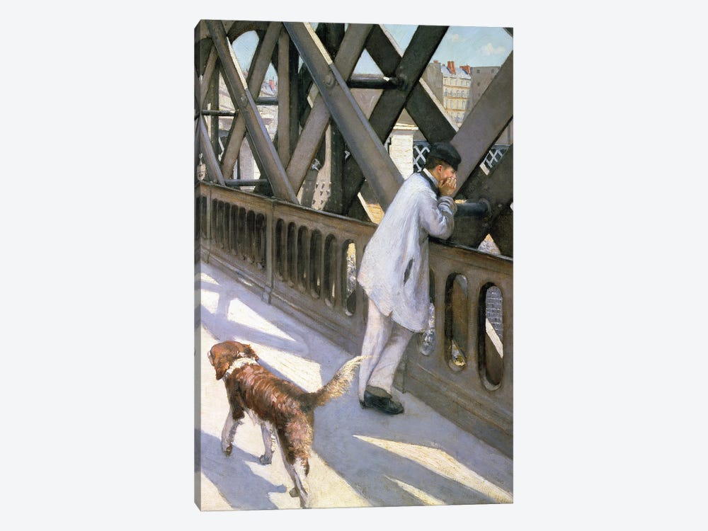 Le Pont de L'Europe: detail of a resting man and a dog, 1876  1-piece Art Print