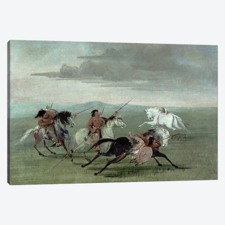 Commanche Feats Of Martial Horsemanship Canvas Print #BMN13471} by George Catlin Canvas Wall Art