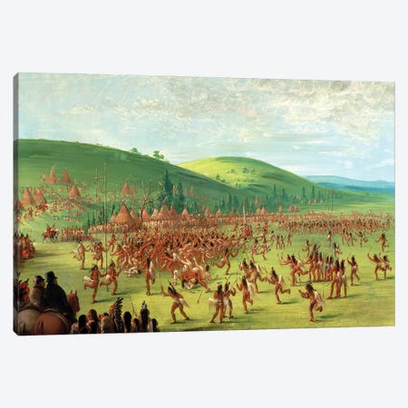 Indian Ball Game Canvas Print #BMN13472} by George Catlin Canvas Artwork