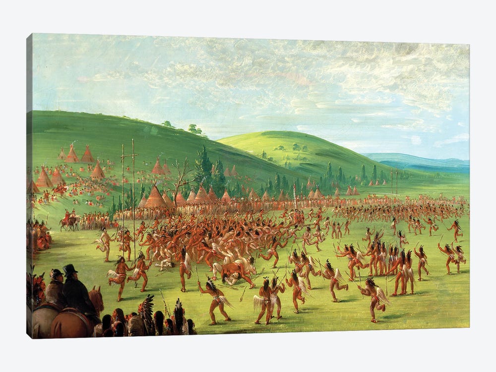 Indian Ball Game by George Catlin 1-piece Canvas Wall Art