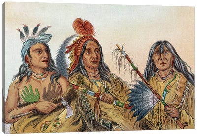 Indians of America: Portrait Of Sioux Chiefs Whose Rivalry Was Constant Canvas Art Print - George Catlin