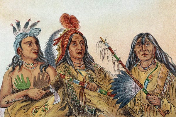 George Catlin: Indians of America: Portrait Of Sioux Chiefs Whose Rivalry Was Constant by George Catlin