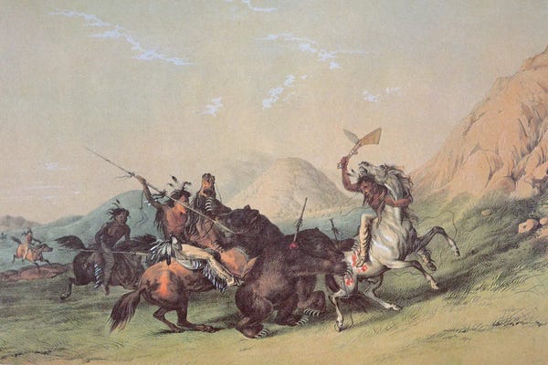 George Catlin: Native Americans Killing A Bear by George Catlin