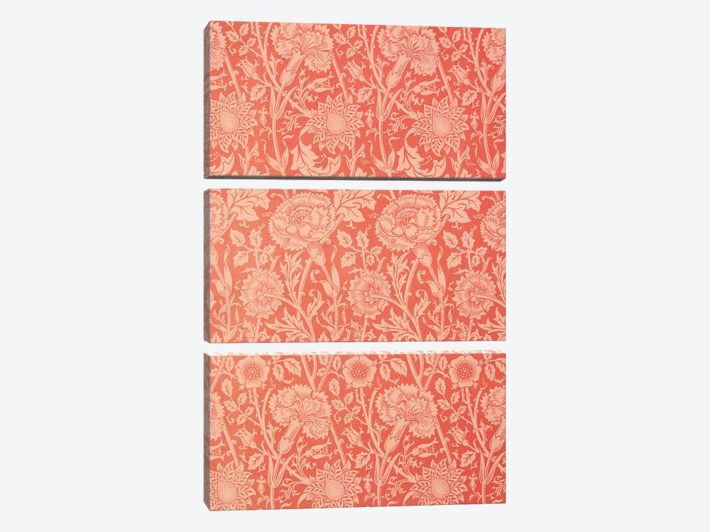 Pink And Rose Wallpaper, 1891 by William Morris 3-piece Canvas Artwork
