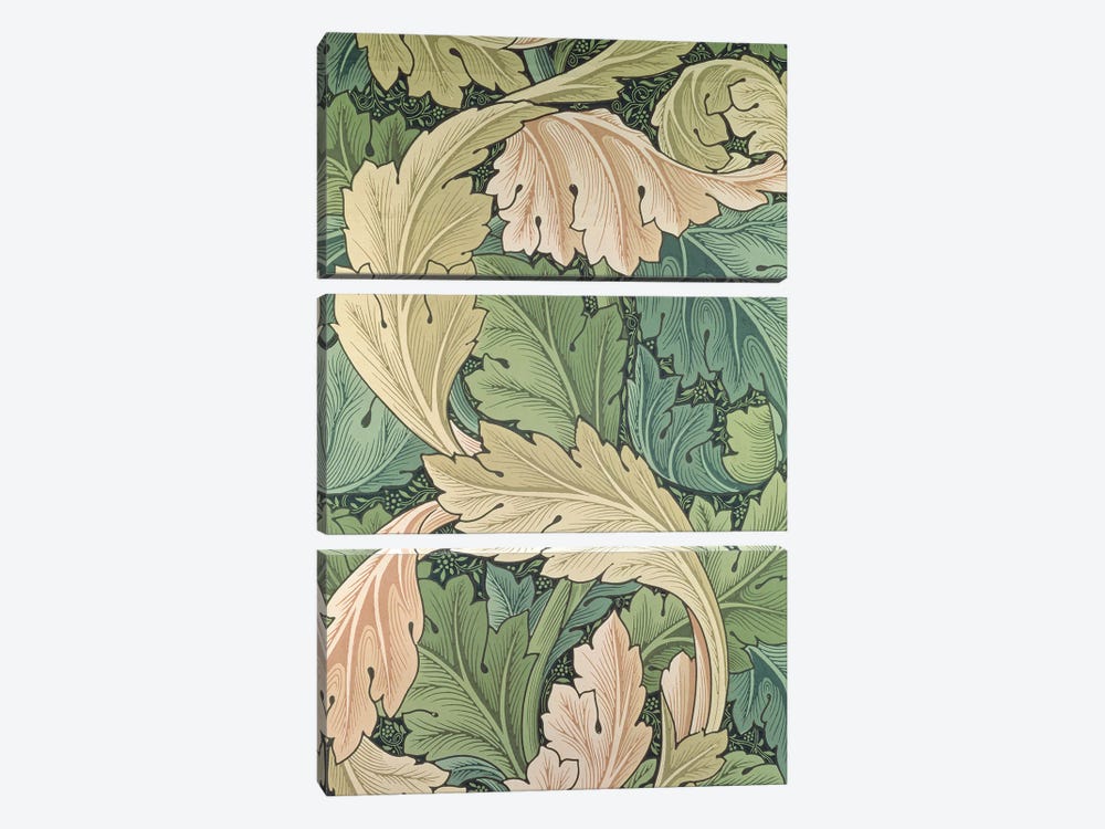 Acanthus Wallpaper, 1875 by William Morris 3-piece Canvas Wall Art