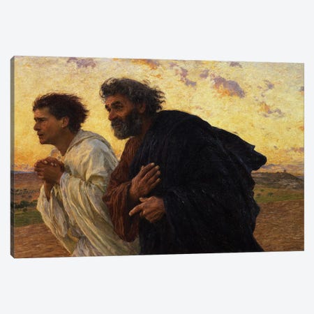 The Disciples Peter and John Running to the Sepulchre on the Morning of the Resurrection, c.1898  Canvas Print #BMN1347} by Eugene Burnand Canvas Wall Art