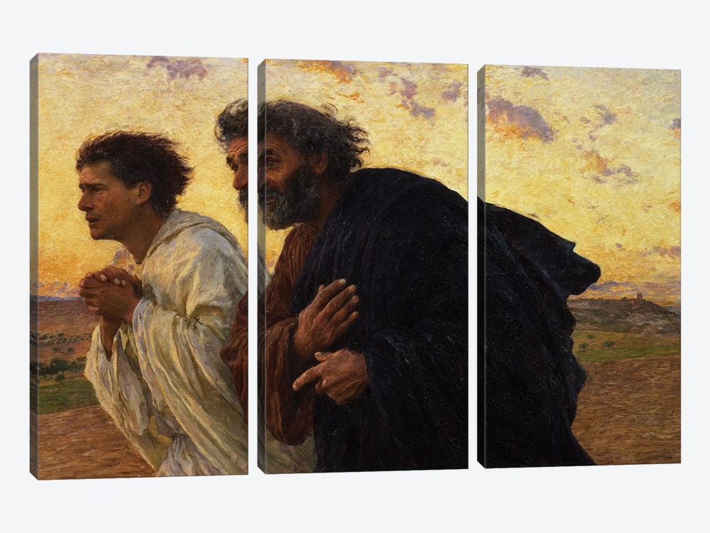 The Disciples Peter and John Running to the Sepulchre on the Morning of the Resurrection, c.1898  by Eugene Burnand 3-piece Canvas Art