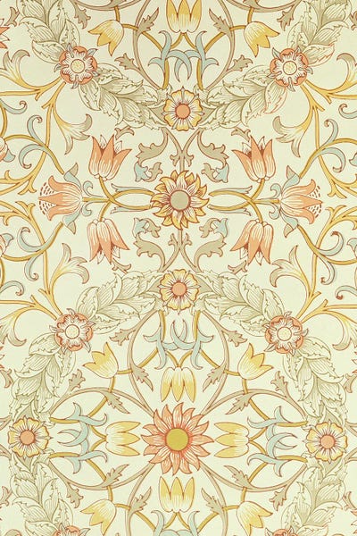 Botanical Illustrations: Floral Design Of Lilies Enclosed By Roses by William Morris