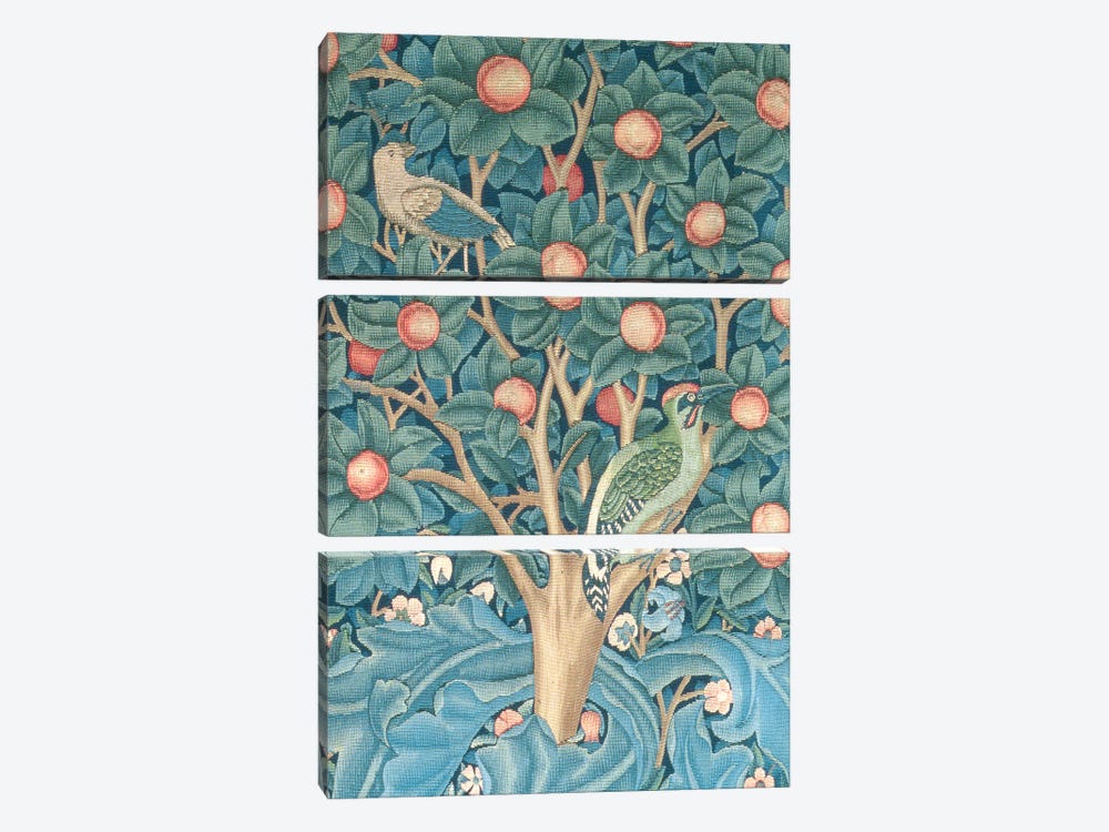The Woodpecker Tapesty by William Morris 3-piece Canvas Print