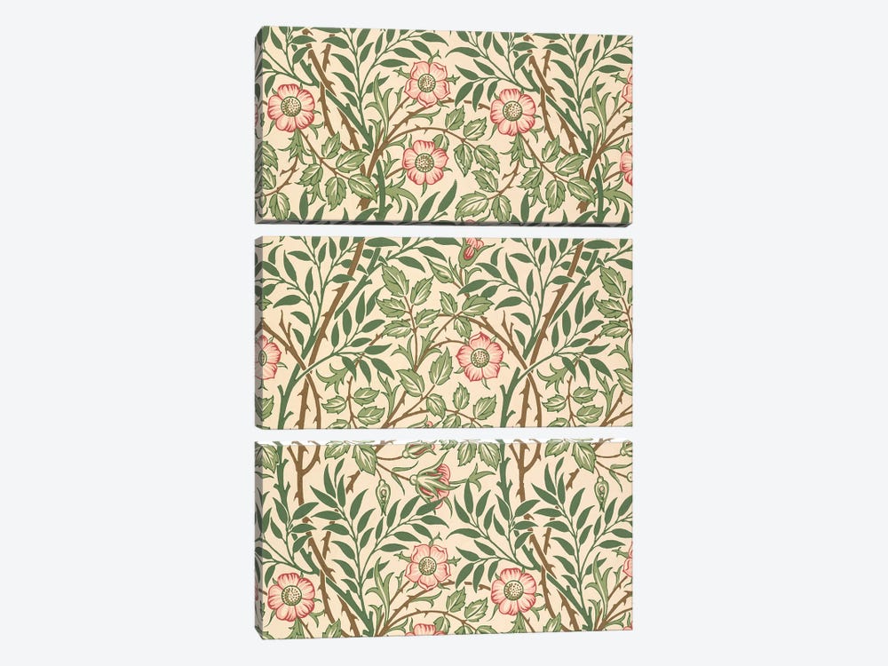 Sweet Briar Wallpaper Design by William Morris 3-piece Canvas Print