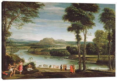 Landscape with St. John Baptising, c.1610-20  Canvas Art Print