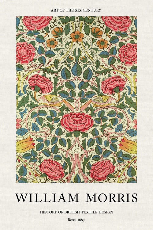 Rose, 1883 - William Morris Poster by William Morris wall art