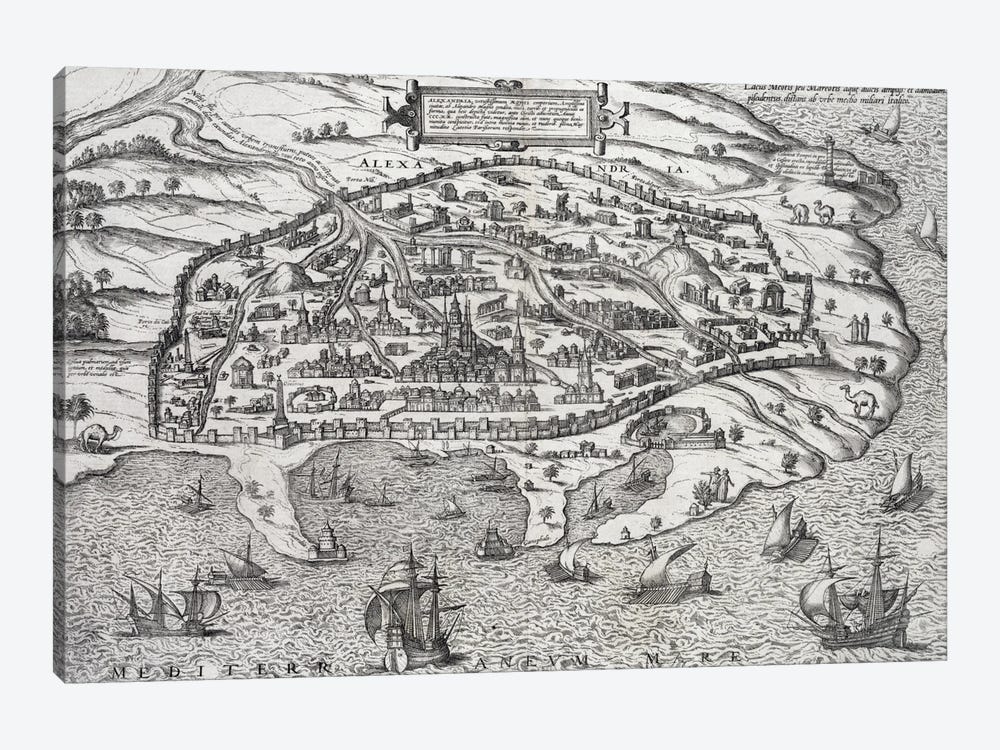 Town map of Alexandria in Egypt, c.1625  1-piece Canvas Print