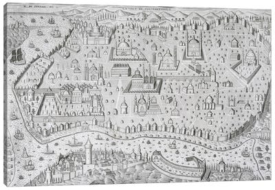 Town map of Constantinople, Turkey, c.1650  Canvas Art Print