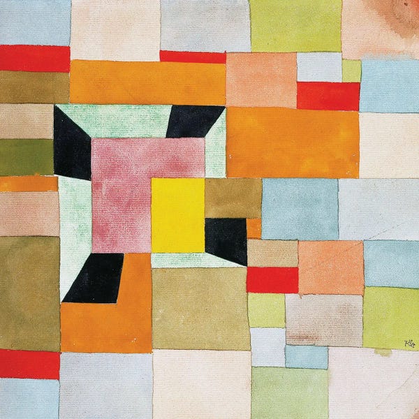 Bauhaus: Split Coloured Rectangles; Aufgeteilte Farbvierecke, 1921 by Paul Klee
