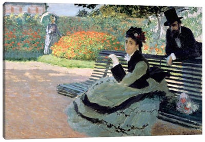 Madame Monet on a Garden Bench Canvas Art Print - City Parks