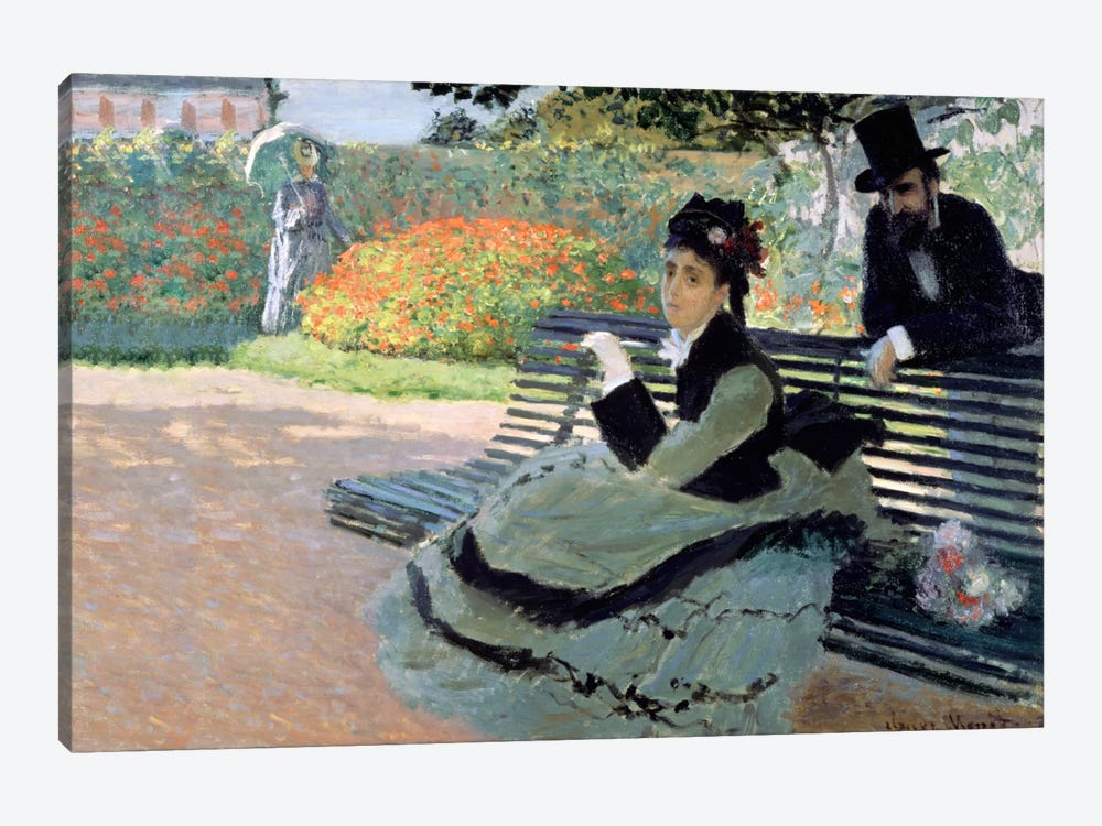 Madame Monet on a Garden Bench by Claude Monet 1-piece Canvas Art Print