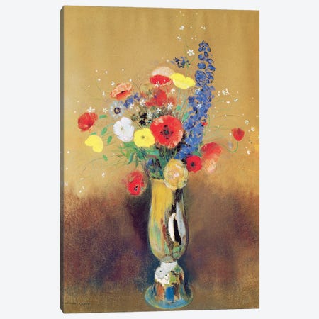 Wild flowers in a Long-necked Vase, c.1912  Canvas Print #BMN1363} by Odilon Redon Art Print