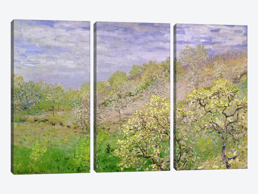 Trees in Blossom by Claude Monet 3-piece Canvas Print