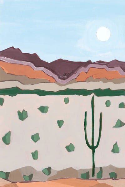 Olivine - Canvas Prints: Moon Over Cactus, 2023 by Andrea Mejia