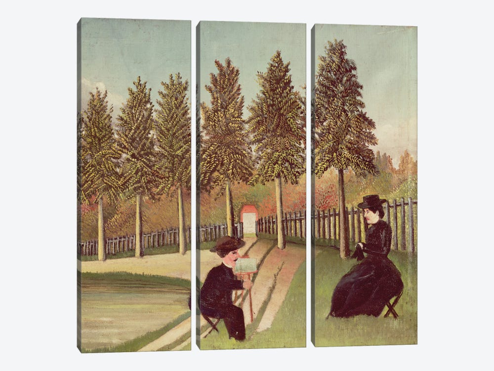 The Artist Painting His Wife, 1900-05 3-piece Canvas Wall Art