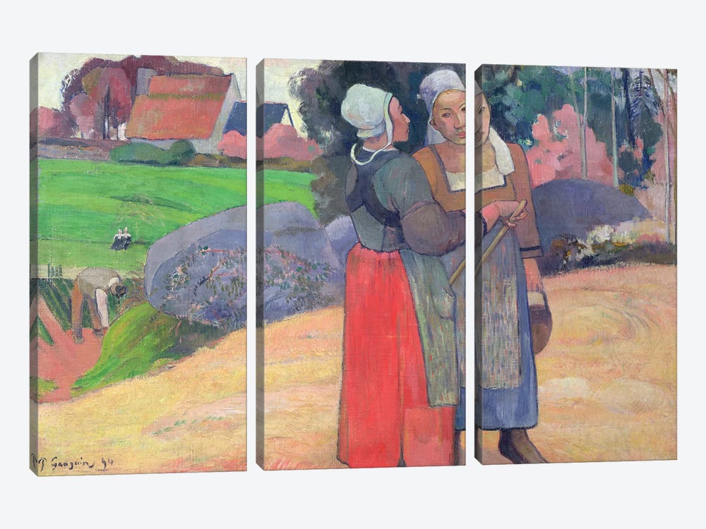 Breton Peasants, 1894  by Paul Gauguin 3-piece Canvas Art