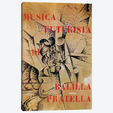 Design for the cover of 'Musica Futurista' by Francesco Balilla Pratella  Canvas Print #BMN1378} by Umberto Boccioni Canvas Wall Art