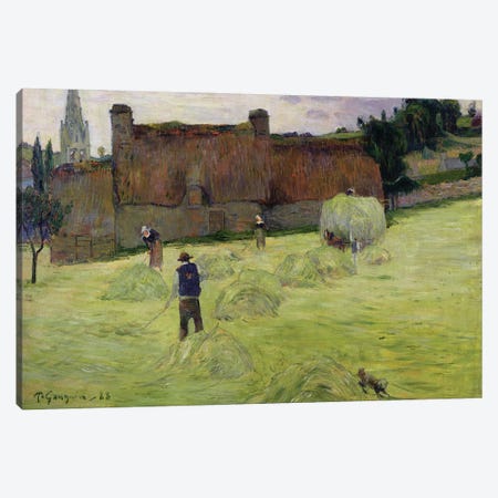 Haymaking in Brittany, 1888  Canvas Print #BMN1379} by Paul Gauguin Canvas Art