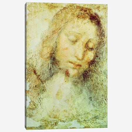 Head of Christ (Pinacoteca di Brera) Canvas Print #BMN1382} by Leonardo da Vinci Canvas Print