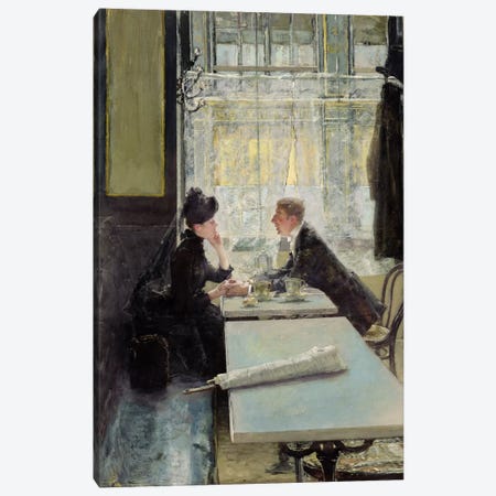 Lovers in a Cafe  Canvas Print #BMN1384} by Gotthardt Johann Kuehl Canvas Wall Art