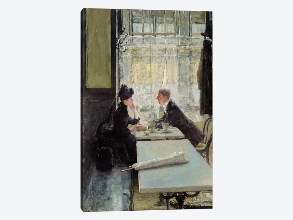 Lovers in a Cafe  by Gotthardt Johann Kuehl 1-piece Canvas Print