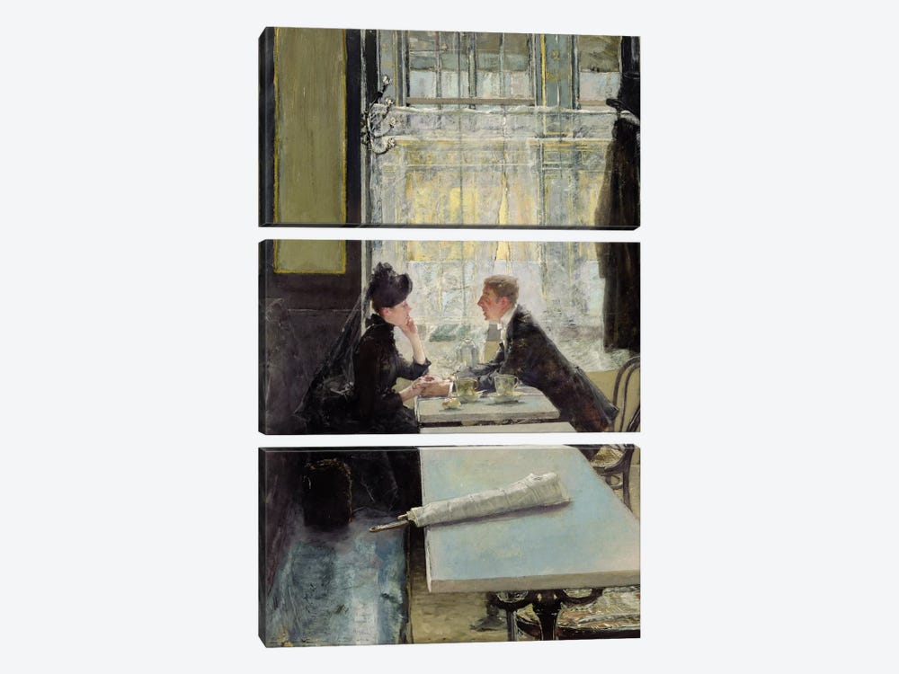 Lovers in a Cafe  by Gotthardt Johann Kuehl 3-piece Art Print