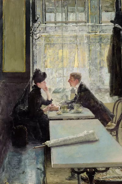 Cafes: Lovers in a Cafe  by Gotthardt Johann Kuehl