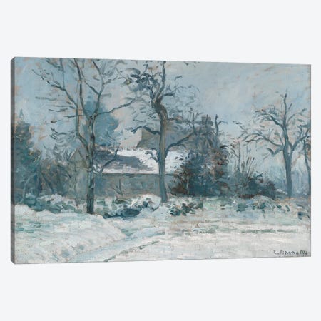 Piette's House at Montfoucault, Snow Effect, 1874  Canvas Print #BMN1385} by Camille Pissarro Canvas Artwork