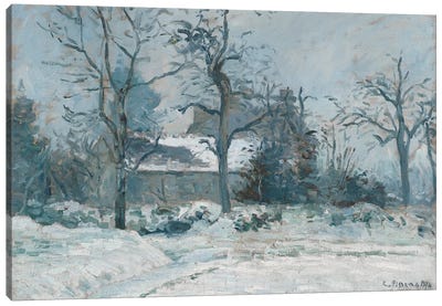 Piette's House at Montfoucault, Snow Effect, 1874  Canvas Art Print - Camille Pissarro