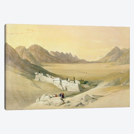 The Convent Of St. Catherine, Mount Sinai, Plain Of The Encampment In The Background (Feb. 21st, 1839), The Holy Land Vol. III Canvas Print #BMN1390} by David Roberts Canvas Wall Art