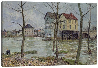 The Mills at Moret-sur-Loing, Winter, 1890 Canvas Art Print