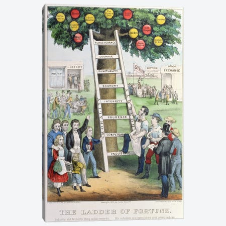 The Ladder of Fortune, pub. by Currier and Ives, New York, 1875  Canvas Print #BMN1397} by American School Canvas Art Print